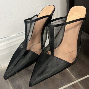 Zara Black Mesh Mules